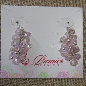 PREMIER DESIGNS Pink Beads Drop Earrings Fashion Jewelry Silver Accents    NIB